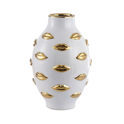 Aerys Handmade Lips Design Ceramic Vase for Living Room Decor, Modern Home Accent Piece