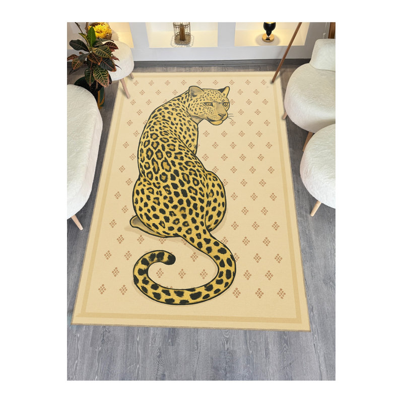 Tapis beige tissé à imprimé tigre Mosso, 3'3" x 4'11"