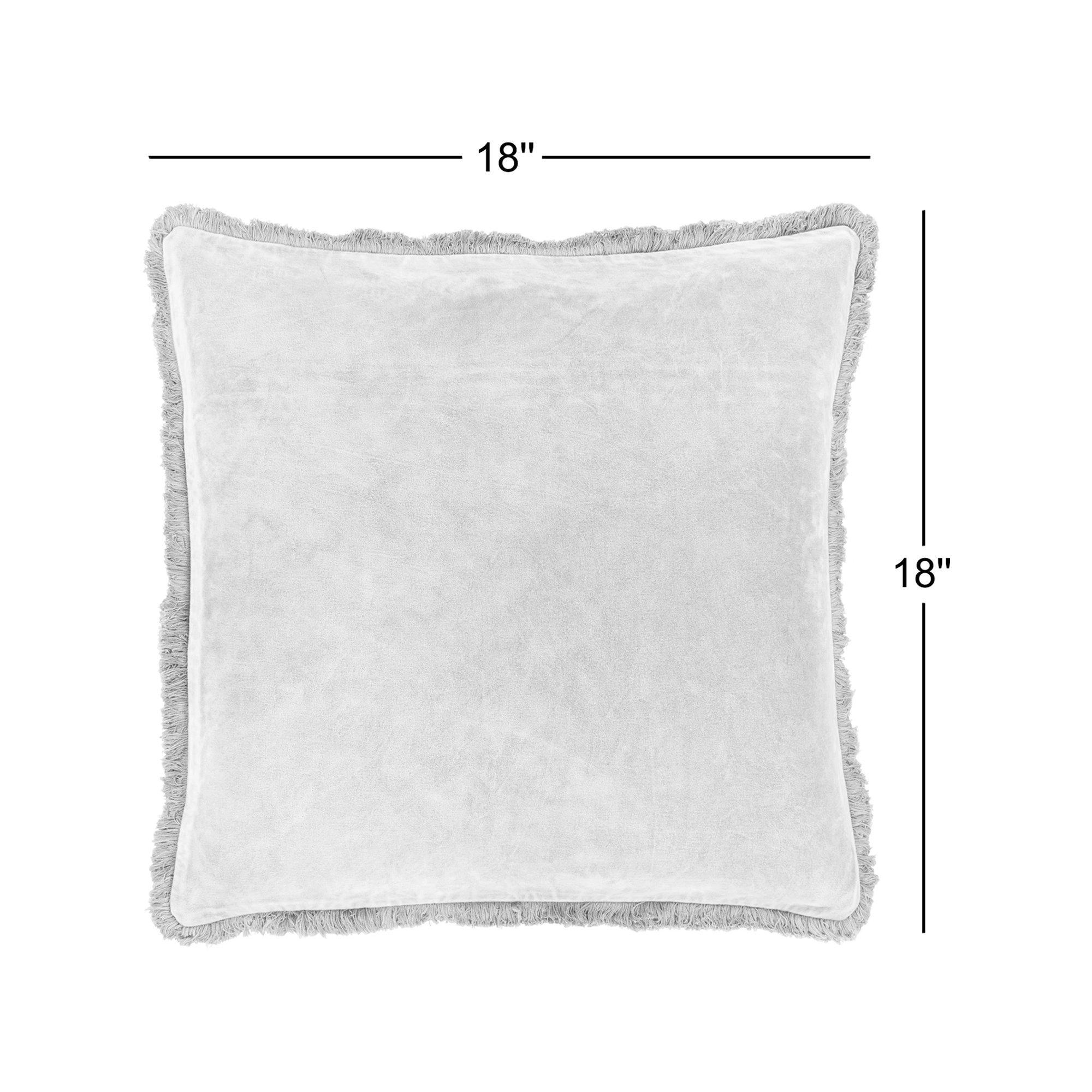 Steph Fringed Cotton Throw Pillow, Polyester/Polyfill, Sage, 18" x  18"