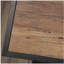Bureau industriel en forme de L avec 2 tiroirs et tablettes, finition brune