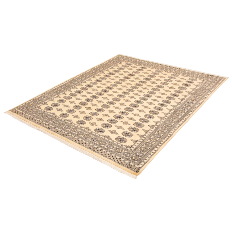 Tapis jaune pâle Malayka Peshawar Bokhara 8 pi 2 po x 9 pi 10 po