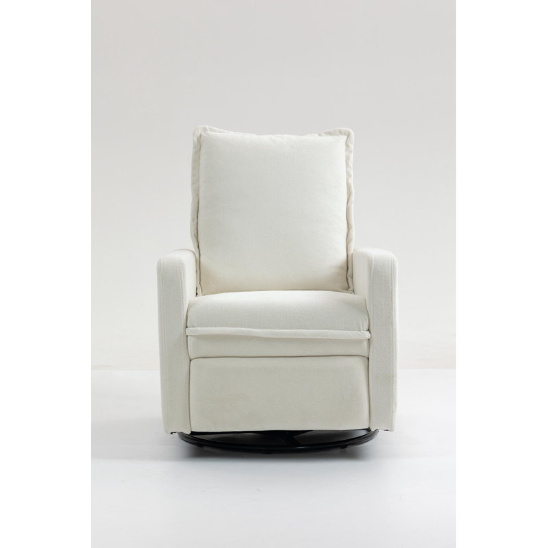 Swivel Rocker Recliner Chair with soft cushion, White