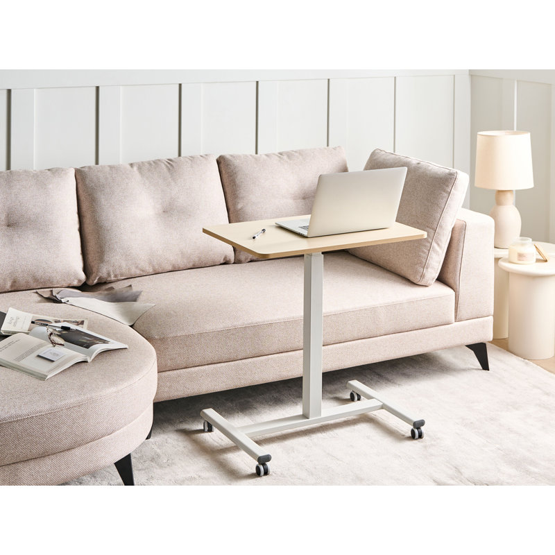 Adjustable Metal Base Standing Desk, Brown/White