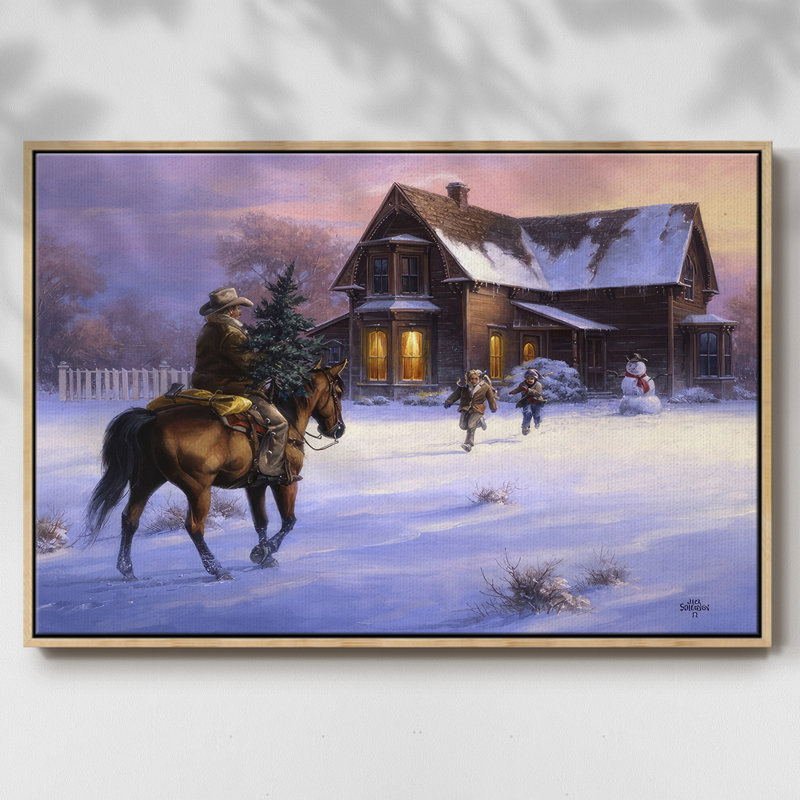 «The Day Daddy apporte à la maison l'arbre», reproduction sur toile, H 27 po x l 41 po x P 1,5 po, Naturel