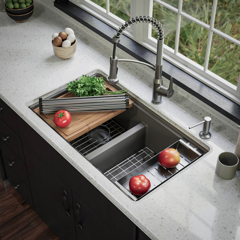 Évier de cuisine à quartz encastrable 32,5 L, Béton
