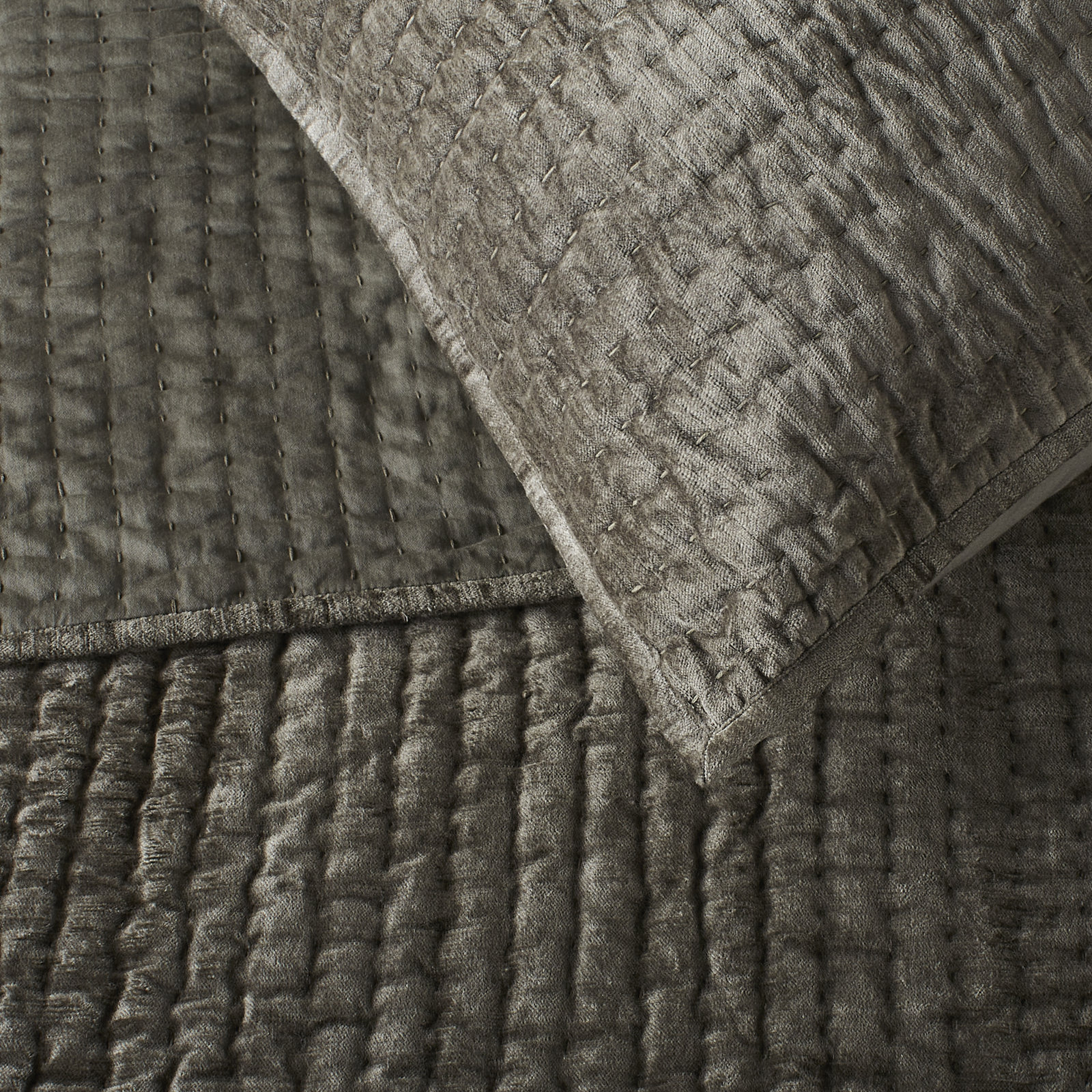 Velvet Quilt Set, King Quilt, Sage Green