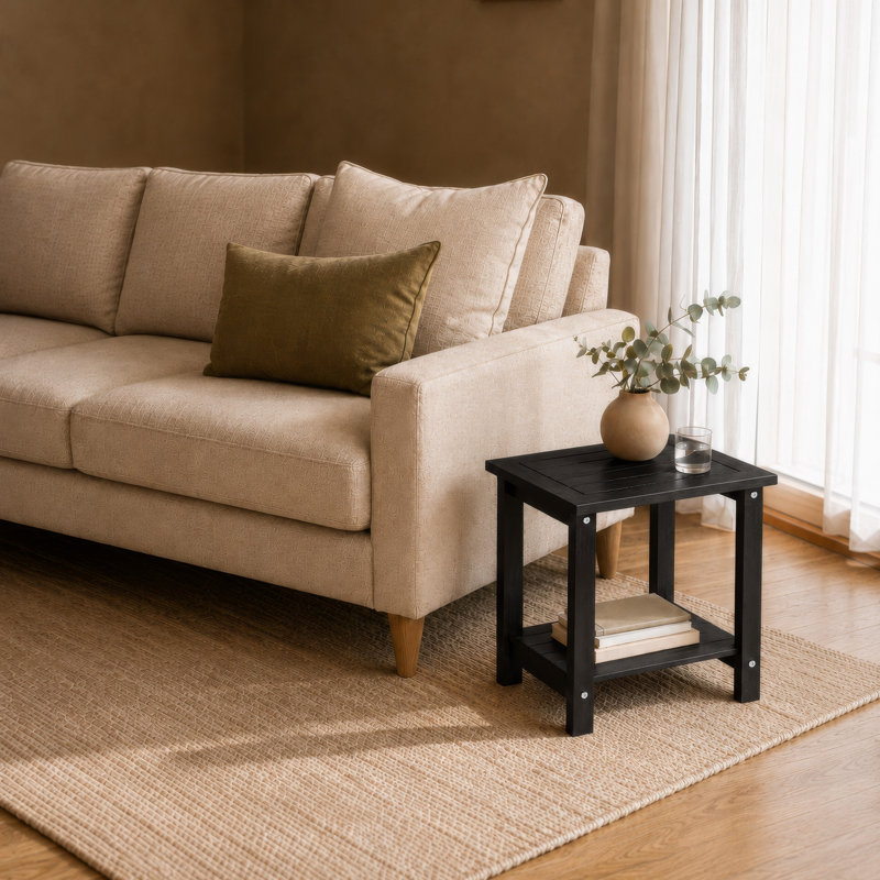 Candrice Rectangular Outdoor Side Table, Black
