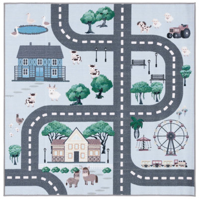 Tapis bleu / gris foncé Guarani