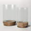 Sagebrook Home Iron and Glass Candle Holders on Mango Wood Base - Elegant Home Decor Essentials for Serenity-1707690826