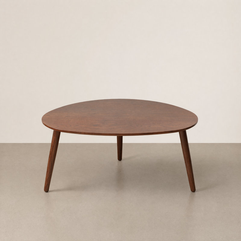 33.5"W Solid Oak Modern Coffee Table-Brown Oak, Brown Oak, 33.5”W, 1