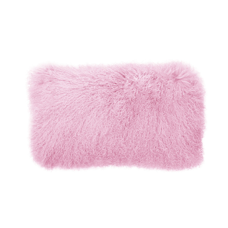 Tibetan Lamb Sheepskin Pillow by Outpost Original, 22" x 12", Rose Pink