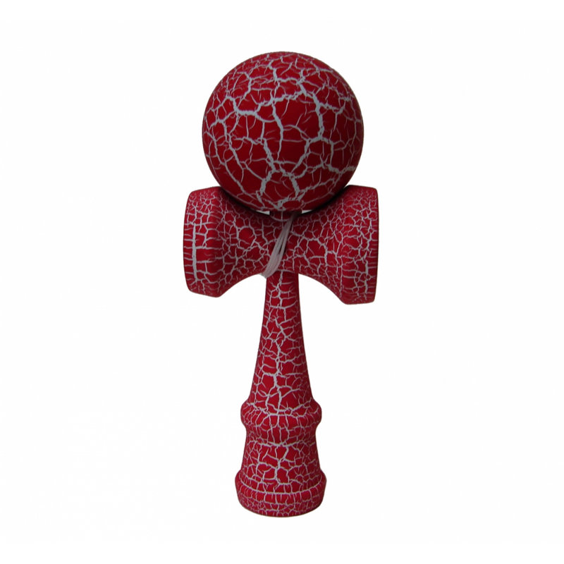 Kendama craquelé avec poignée, Blanc/rouge