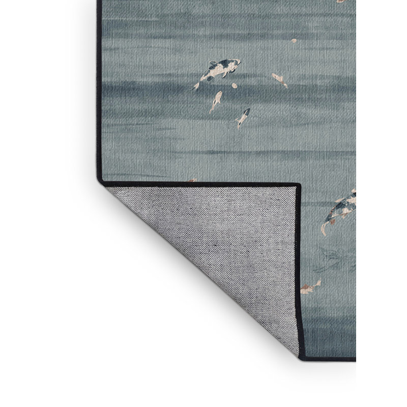 Machine Washable Black Area Rug, Rectangle 5' x 8'