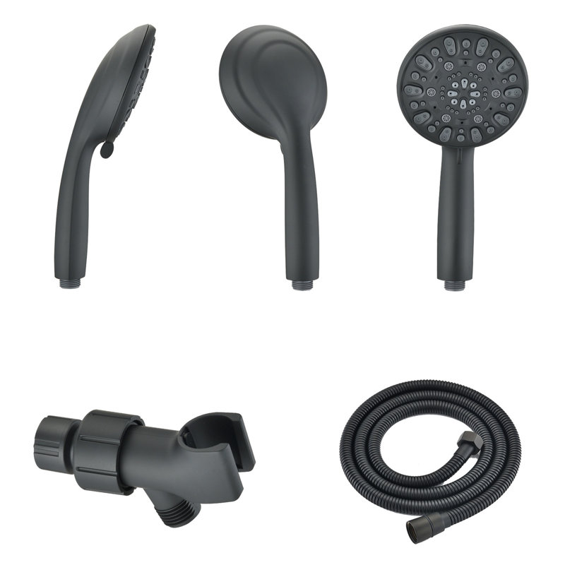 7-setting Matte Black Shower Head With Rust Feature And Hose 7 Spray Settings Handheld Shower, Black, Lightweight Water Efficient