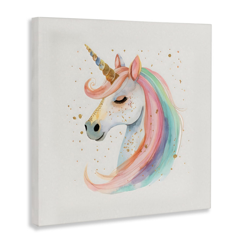 Toile de licorne aux accents dorés, design par Creative Studio, H 17 po x l 17 po