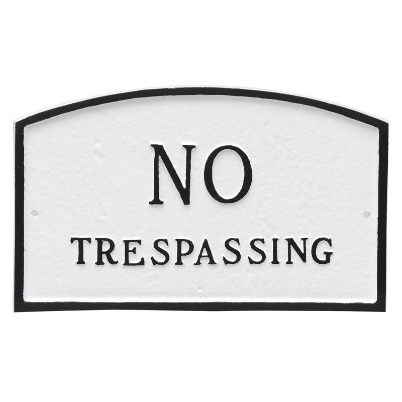 Plaque de jardin à déclaration sans intrusion, Blanc / Noir, H 10 po x l 15 po x P 0,25 po