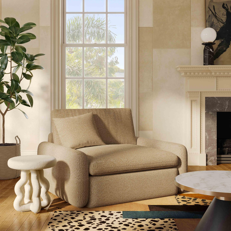 Rachelle Lounge Chair, Tan Polyester Blend