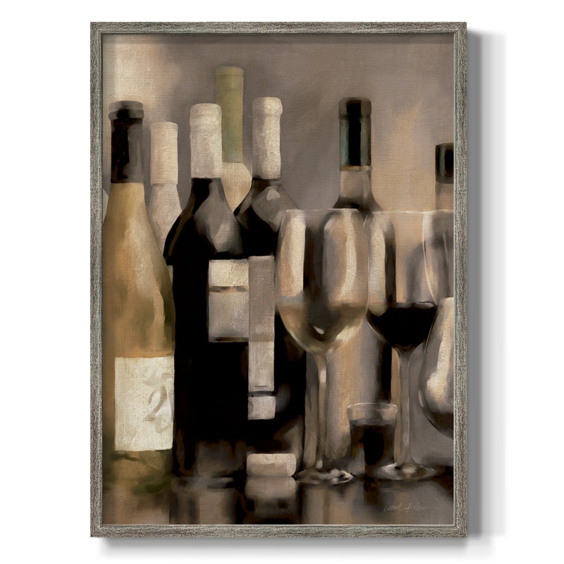 Wine Shelf I Framed Print - Solid Wood, 11" H x 9" W