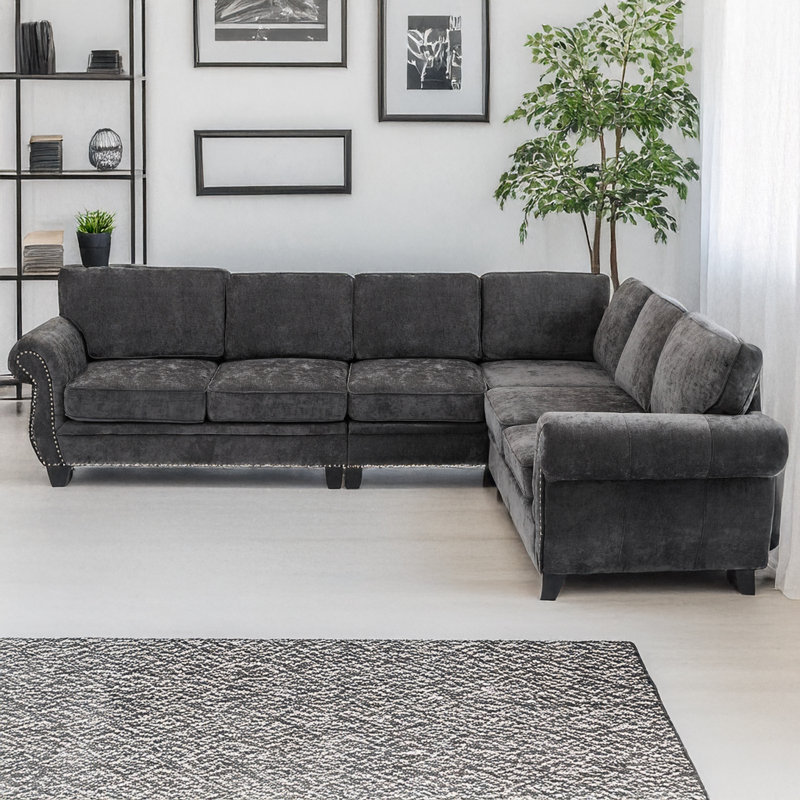 Canapé modulaire 109,5 po Rivets, Gris foncé