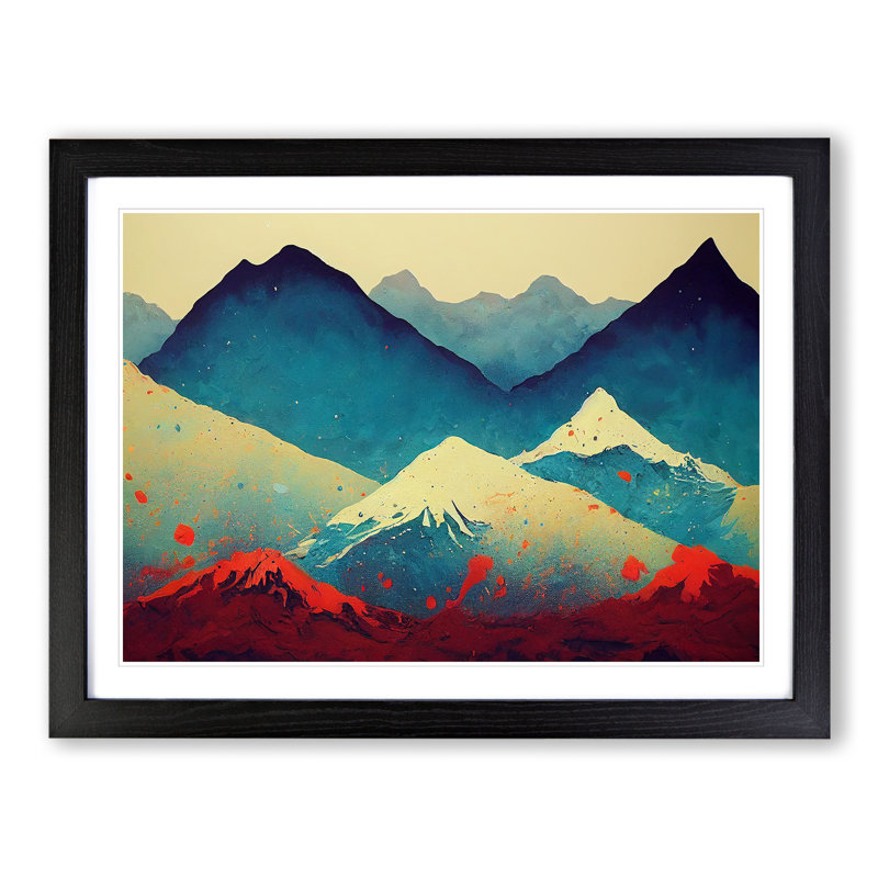 Splendid Painted Mountains - Framed Print, 25cm H x 34cm W x 2cm D, Black