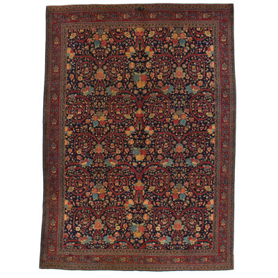 9x12 Navy and Red Turkish Oushak Rug