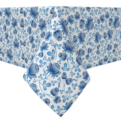 Rectangular Floral Cotton Twill Tablecloth