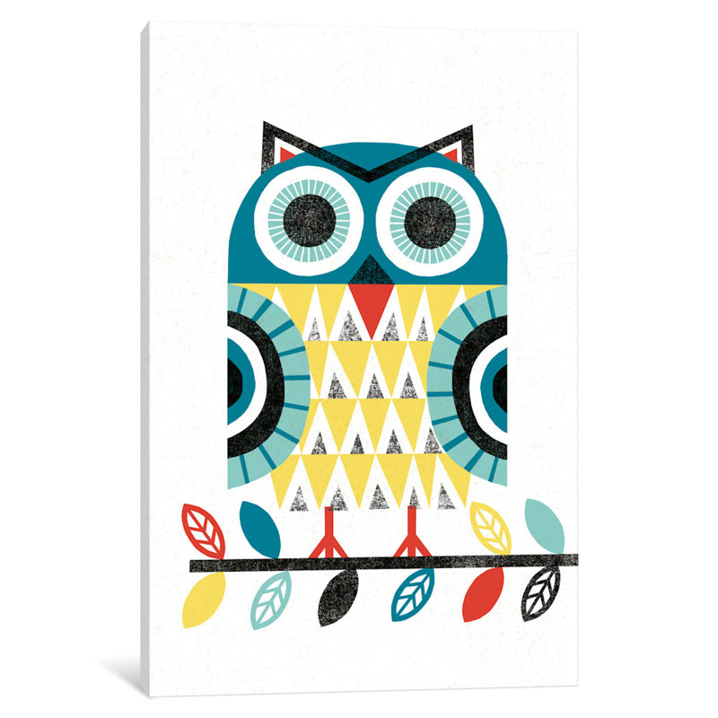 Folk Lodge (Owl II) - Impression sur toile tendue, H 12 po x l 8 po x P 0,75 po
