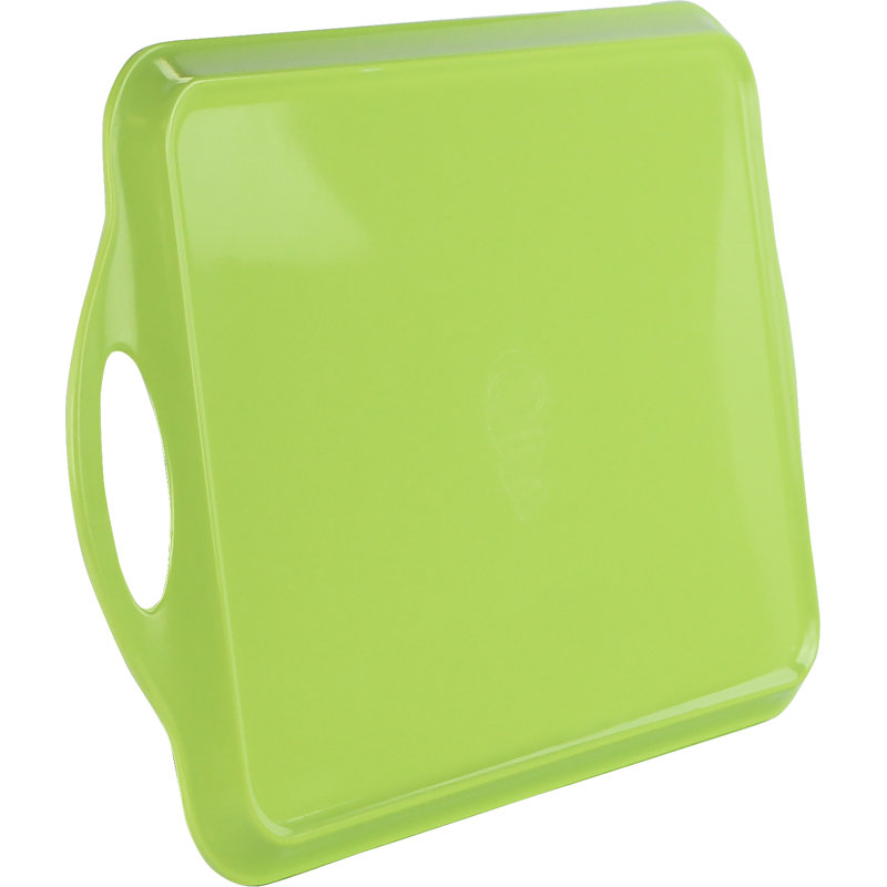 Reston Lloyd Multi-Purpose 18" Rectangle Melamine Plastic Handled Tray, Lime