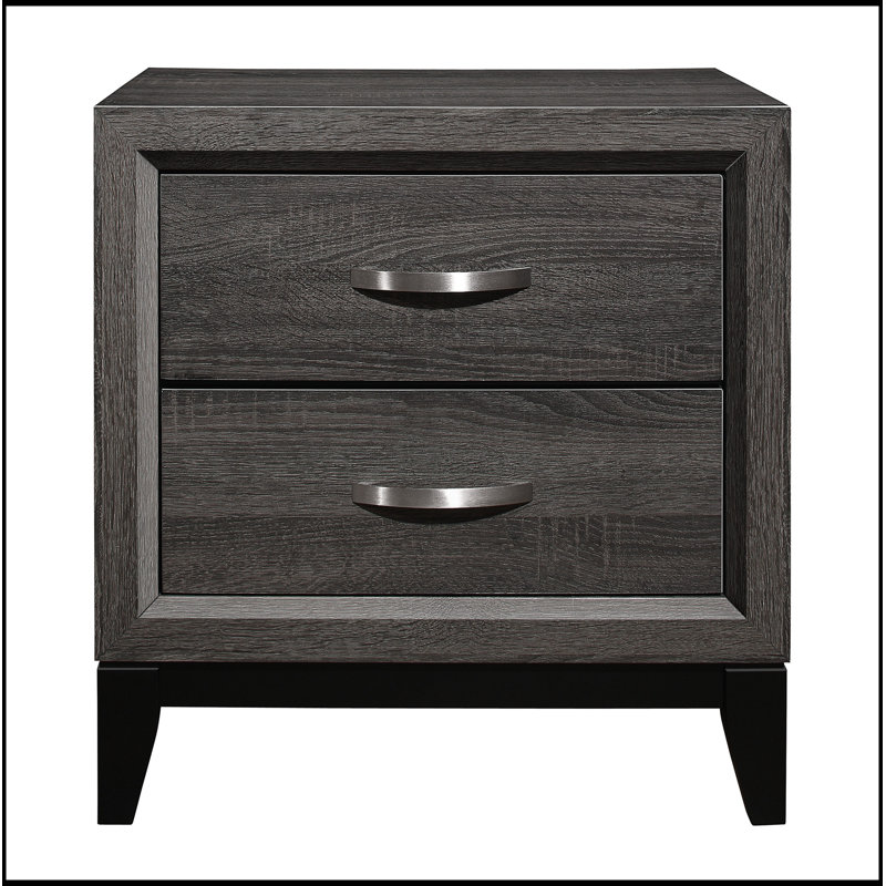 Table de chevet à queue d'aronde de style contemporain avec finition grise et tiroirs 1pc
