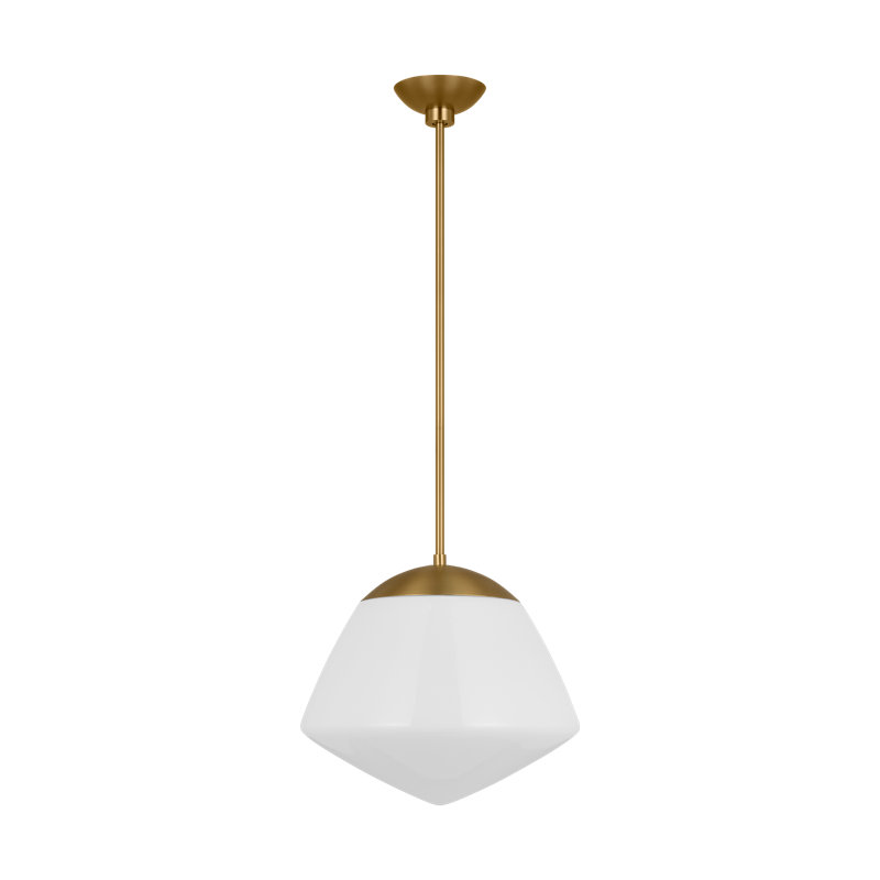 Milne 1 - Light Schoolhouse Pendant, Burnished Brass, 9.25" H x 10" W x 10" D