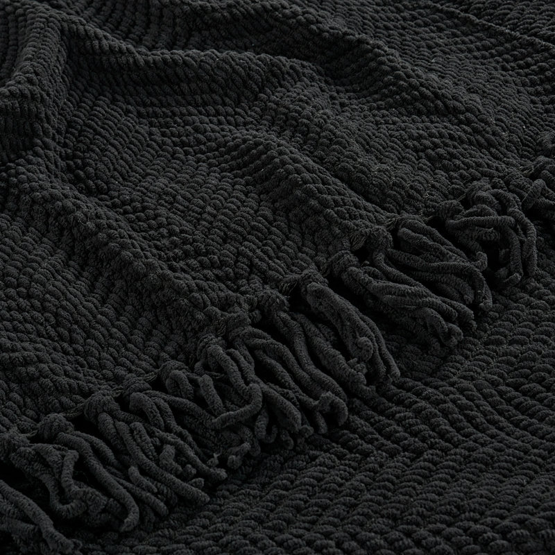 Jeté en tricot de tweed, Corbeau, 50 po x 60 po