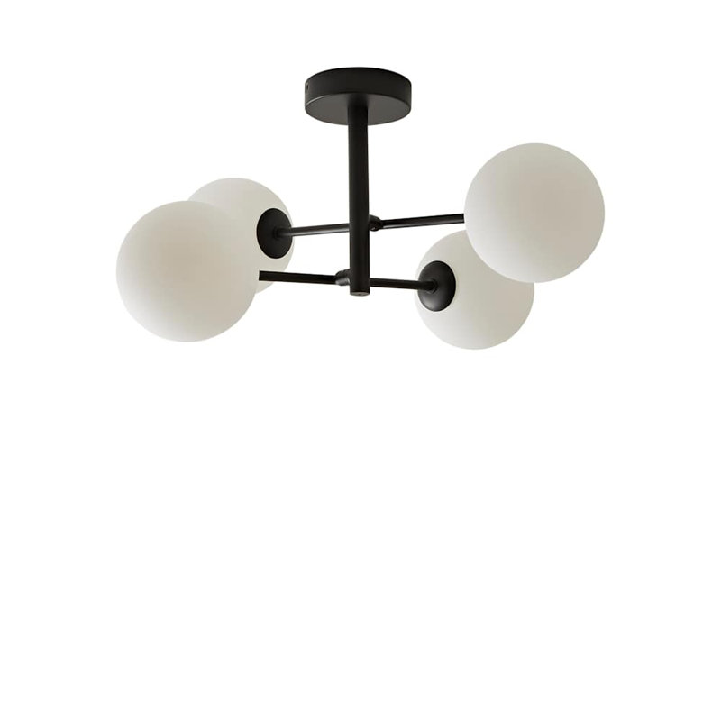 Demetro Glass Semi Flush Mount, Black