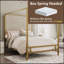 Lit à baldaquin luxueux en métal avec tête de lit rembourrée pour un sommeil de rêve-294899362-294899363