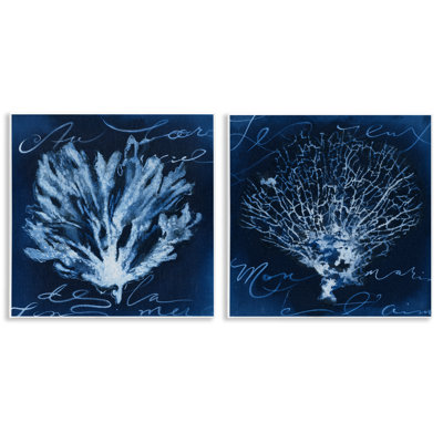 Ensemble de 2 plaques murales bleu foncé par Liz Jardine