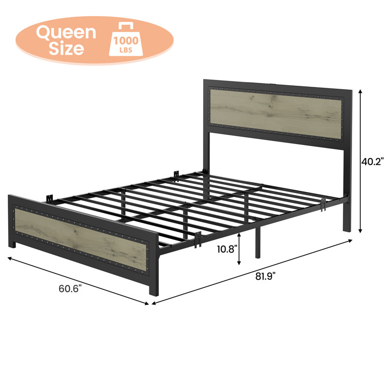 Asonte Slat Bed, Queen, Gray