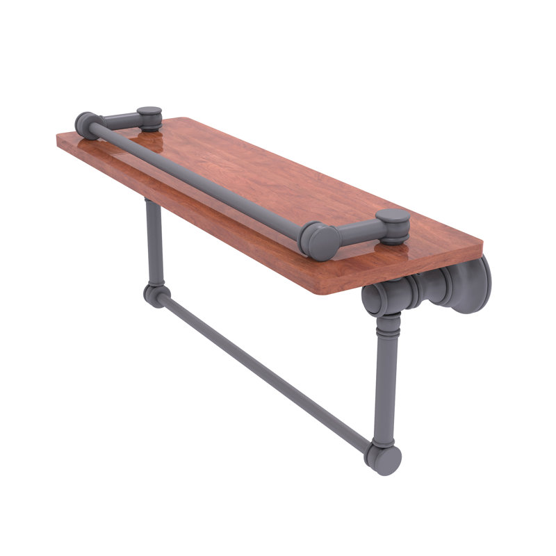 Tablette en bois massif Freyja, Gris mat, H 5,54 po x l 16 po x P 7,4 po