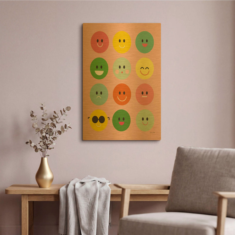«Happy Circles» par Ann Kelle, art mural en métal doré, 16 po x 24 po, 16 po x 24 po