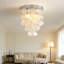 Lustre moderne en cristal avec plafonnier semi-encastré avec coquilles de Capiz et cristaux K9 pour la chambre à coucher, la salle de bain, le placard, la chambre de bébé, à 3 lumières