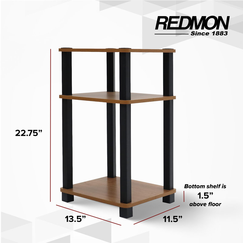 Table d'appoint à 3 niveaux Redmon, unité de rangement autoportante, grain de bois de chêne
