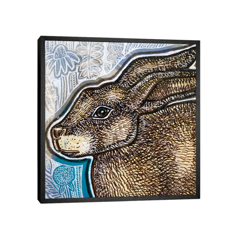 Brown Bunny by Lynnette Shelley - Print on Canvas, 45.72 cm H x 45.72 cm W, Black Floater Frame