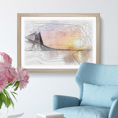 Vasco da Gama Bridge in Portugal in Abstract - Picture Frame Graphic Art Print