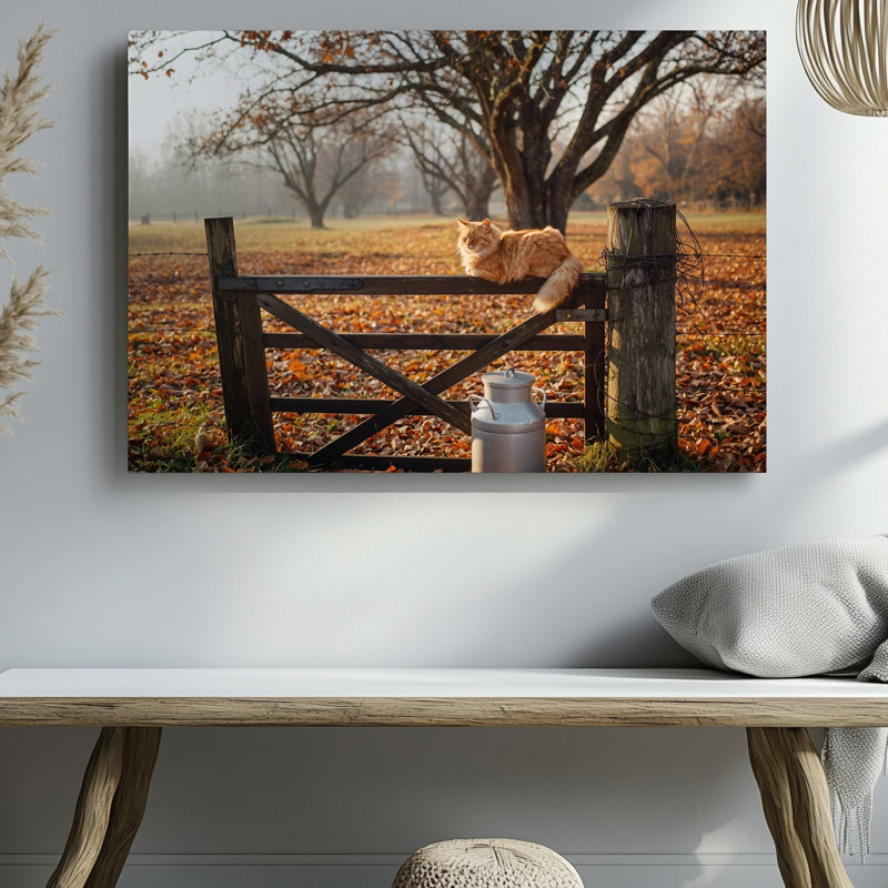 Toile dans une brume tranquille, paysage urbain Laden, art mural orange tabby, H 18 po x l 24 po