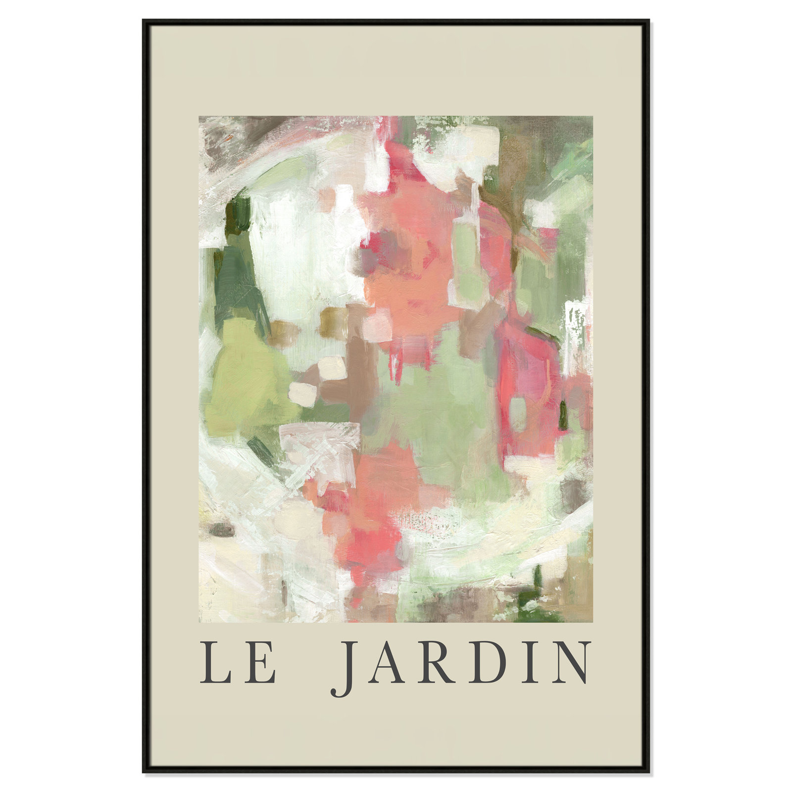 Botanical Poster Collection " Le Jardin " by Carol Robinson, Espresso Floater Frame, No, 61.5" H x 41.5" W x 2" D