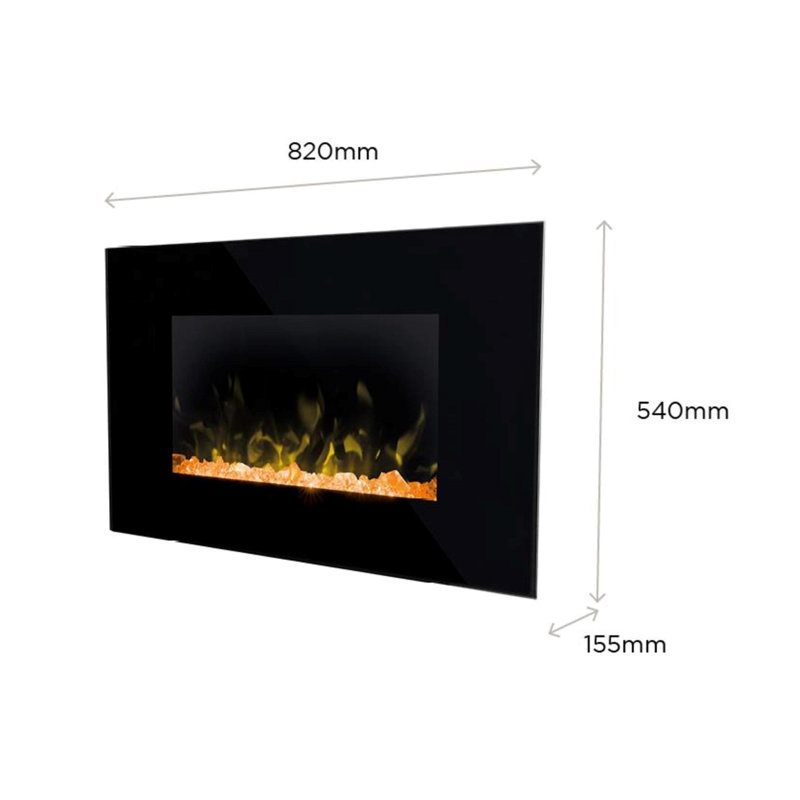 Dimplex Toluca Deluxe Optiflame Wall Fire with Choice of Fuel Beds & Colours, Bluetooth Speaker, 82cm W