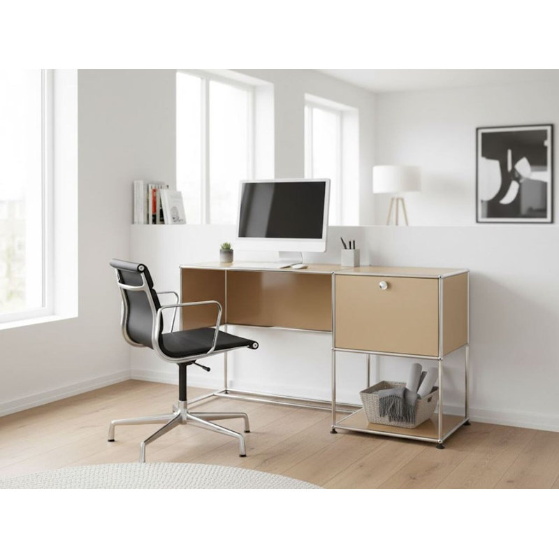 Bureau en acier thermolaqué Fritz, Beige