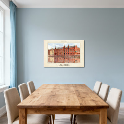 Scenic & Cityscapes Hamburg Germany Architecture Water Reflection Building Art Print