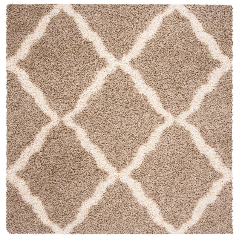 Lapidge Geometric Beige Area Rug, Square 6'