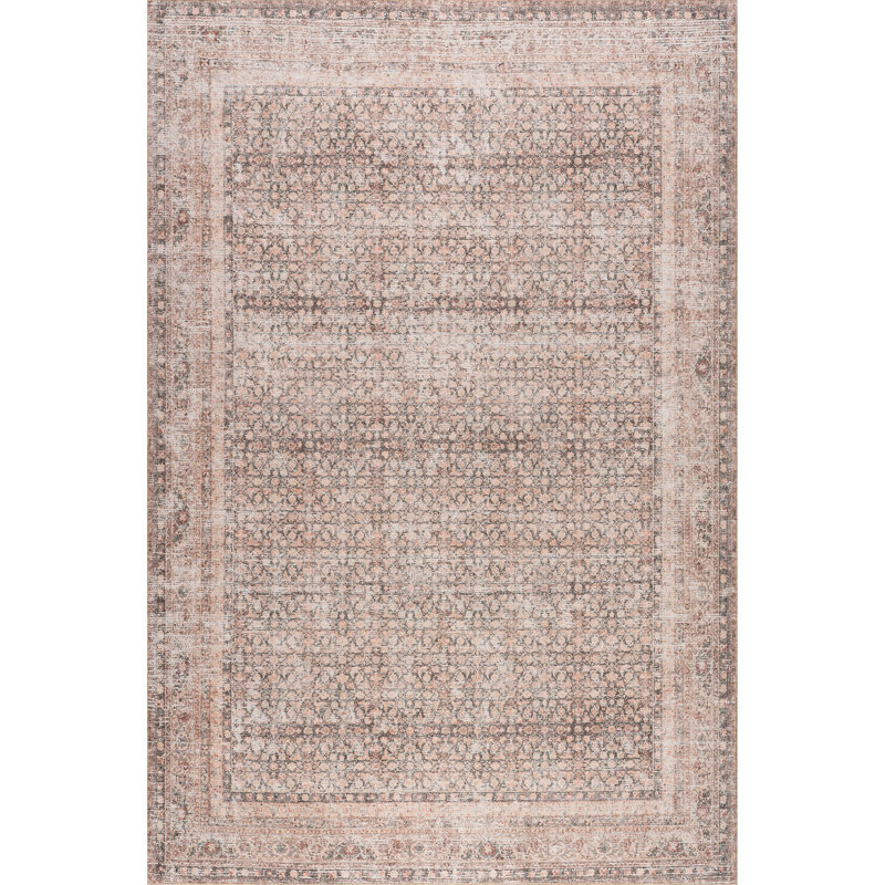 Jeccica Distressed Vintage Medallion Jute Blend Polyester Area Rug, Rectangle 7'10" x 10'