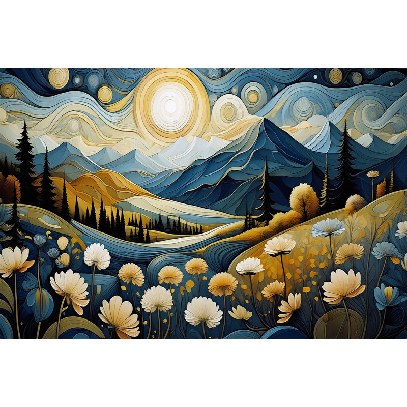 Sunlit Mountain Valley, H 20 po x l 30 po
