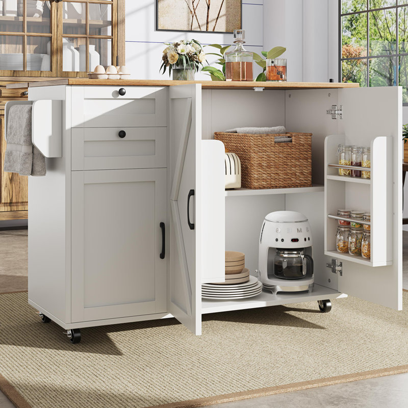 120 cm W Kitchen Island with Top, White